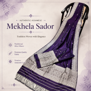 Royal Purple Silver Weave Mekhela Sador