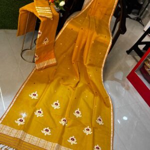 PURE HANDMADE  MUSTARD YELLOW COTTON KESAPAT JURA