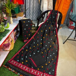 BLACK COTTON  MULTIPLE  COLOUR WORK DIMASA SADOR MEKHELA