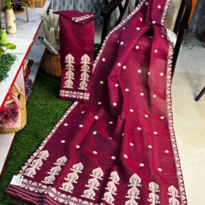 PURPLE COTTON KESAPAT SADOR MEKHELA WITH ERI WORK