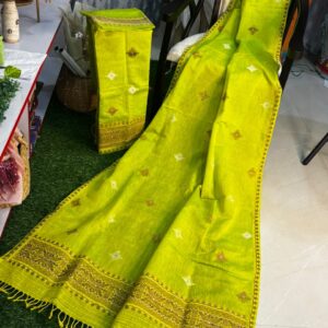 NEON GREEN COTTON KESAPAT SADOR MEKHELA