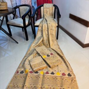 Royal Pure Toss Mekhela Sador with Muga Ghisa & Dyed Eri Work