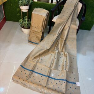 Pure Toss Mekhela Sador with Electric Blue Miniature Buta