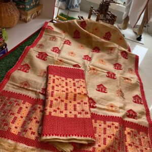 Bridal & Festive Pure Toss Mekhela Sador Jura with Heavy Traditional Work
