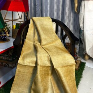 Royal Elegance: Purely Handwoven Pure Muga Single Sador (Jali Muga)