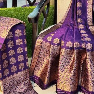 Handwoven Pure Pat Silk Mekhela Sador in Antique Guna Work