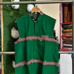 Mibu Galuk – Traditional Mishing Handwoven Waistcoat (Bottle Green)