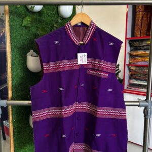 Mibu Galuk – Traditional Mishing Handwoven Waistcoat (Royal Purple)