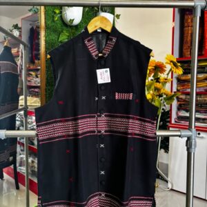 Mibu Galuk – Traditional Mishing Handwoven Waistcoat (Classic Black)