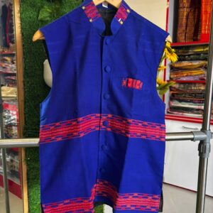 Mibu Galuk – Traditional Mishing Handwoven Waistcoat (Royal Blue)